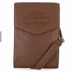 Harley-Davidson Iconic Cross Body Small Wallet Brown Bag with Textured Leather